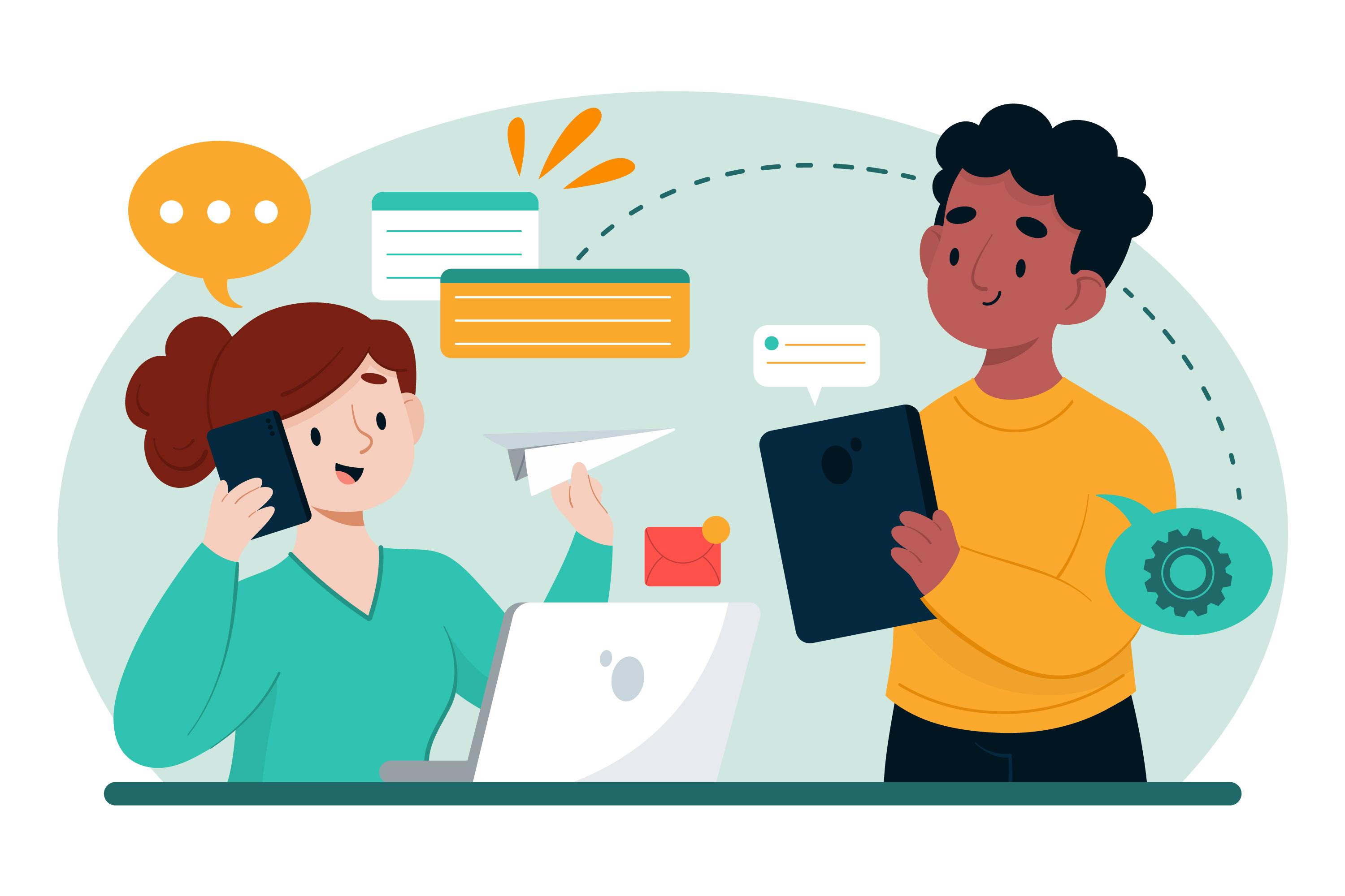 Contact us illustration of people working